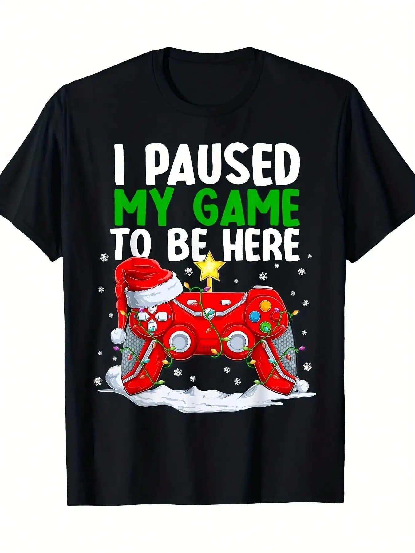 Divertente maglietta da gioco "I Pause Game Here" - T-shirt da giocatore in cotone con controller e design icona di caricamento di pausa