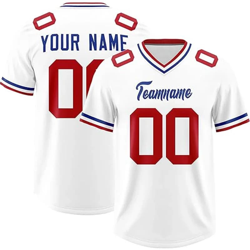 Customized Team Name Number Name Football T-shirt Personalized DIY V Neck White Sports Loose Quick Team Uniform Tops