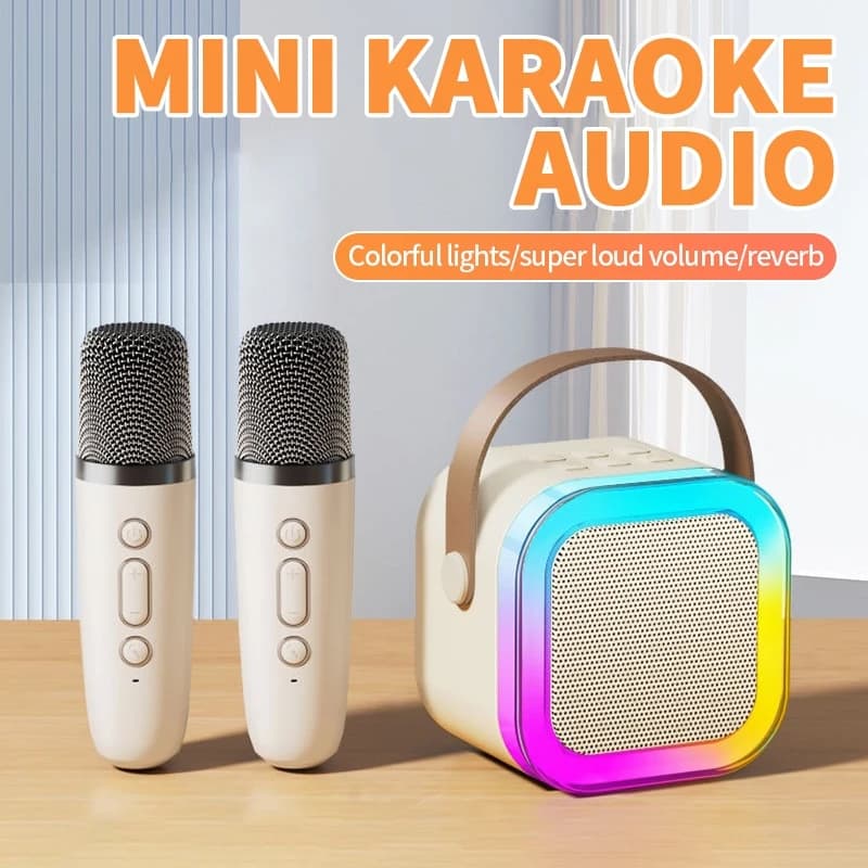 Altoparlante Bluetooth K12 Macchina per karaoke Sistema di altoparlanti portatile 5.3 PA con microfoni wireless Casa Famiglia Canto per bambini