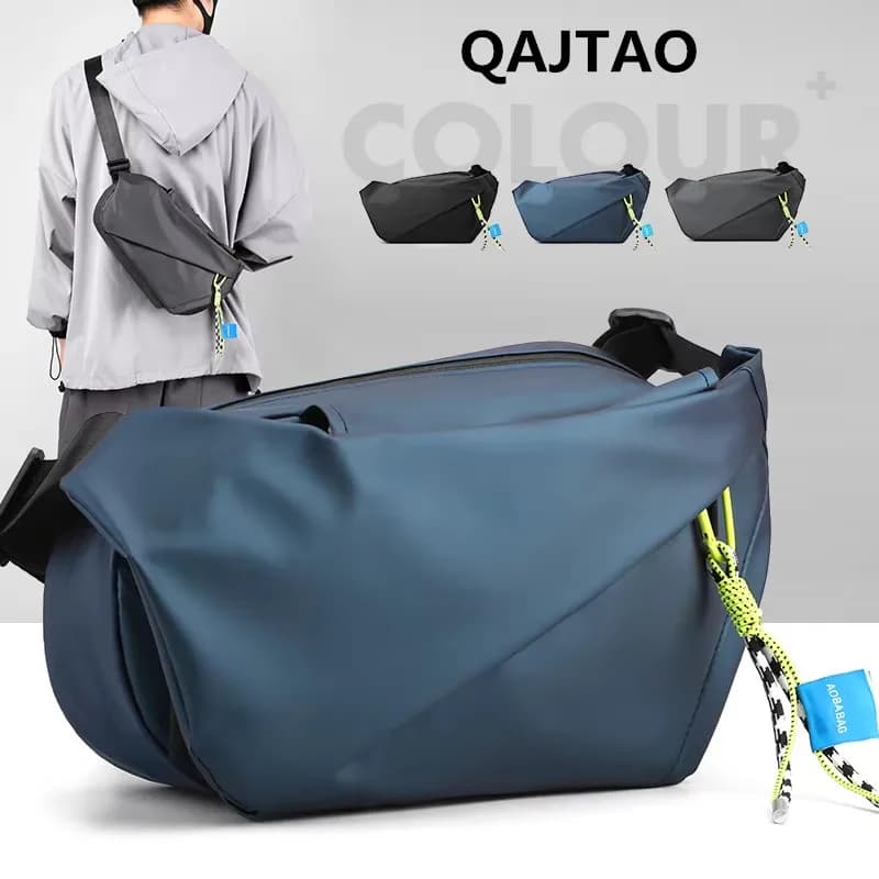 Shoulder bag, chest bag, waterproof outdoor sports in nylon, running, cycling, fishing belt large capacity travel shoulder bag