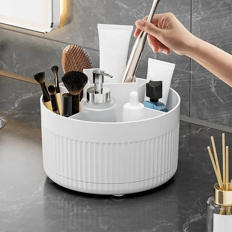 360 ° Contenitore Girevole per Pennelli da Trucco, Organizzatore da Scrivania per Cosmetici, Porta Ombretti, Rossetti e Penne per Comodino