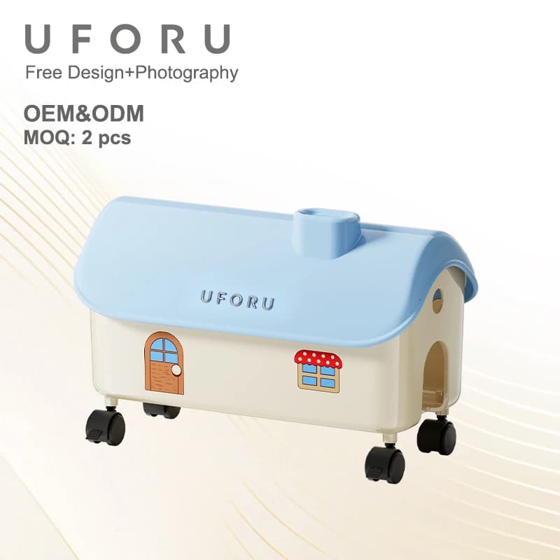 UFORU Toddler Proof Power Strip Organizer Cute House Large Capacity Baby Safe Anti Shock Cable Hider Box Living Room