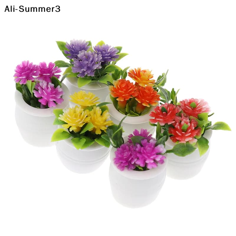 【A3y】HMA76-3pcs Random 1:12 Dollhouse Miniature Green Plant In Pot Simulation Potted plants
