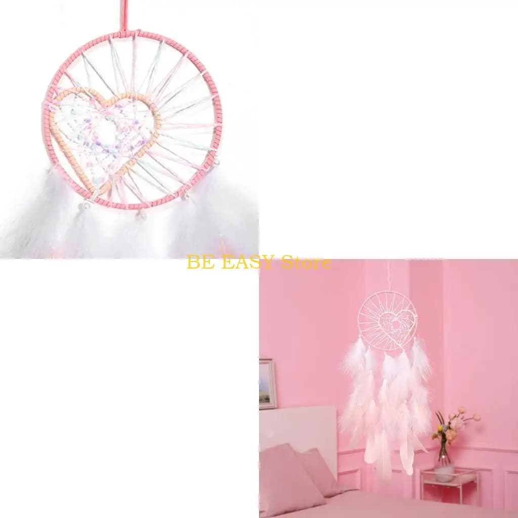E28F Metal Floral Hoops Heart Wreath Macrame Rings Dream Catcher Macrame Wall Crafts