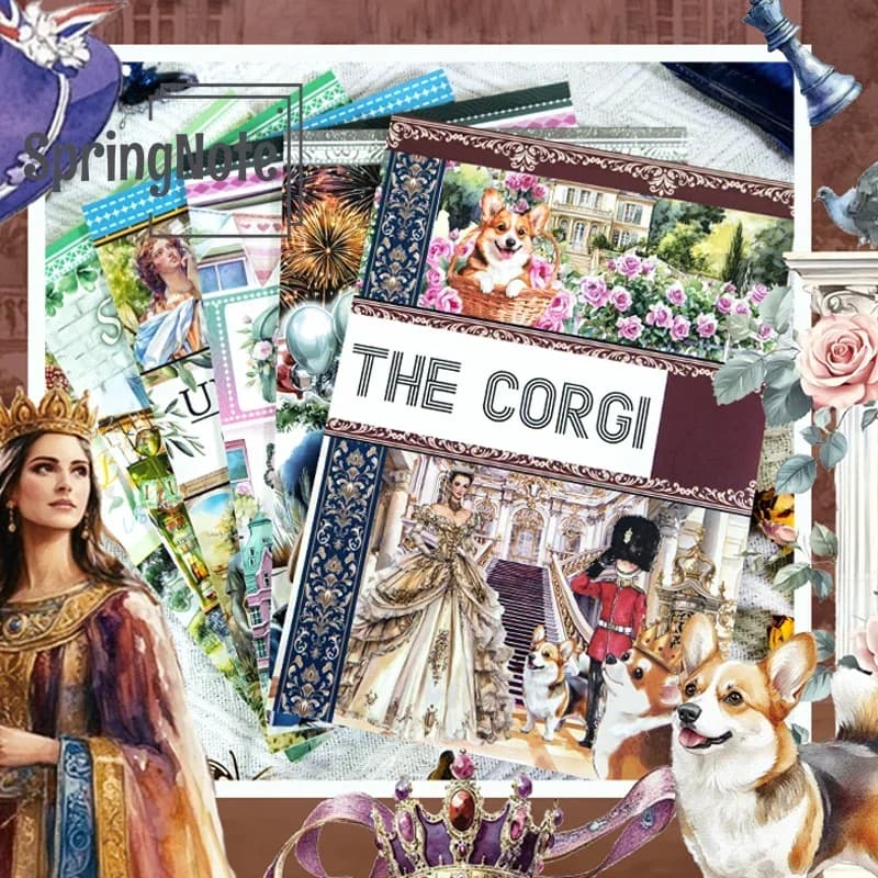 20Sheets The Corgi Sticker Book Large Size Waterproof Dual-Material Washi PET Sticker Set For Scrapbooking Junk Journal