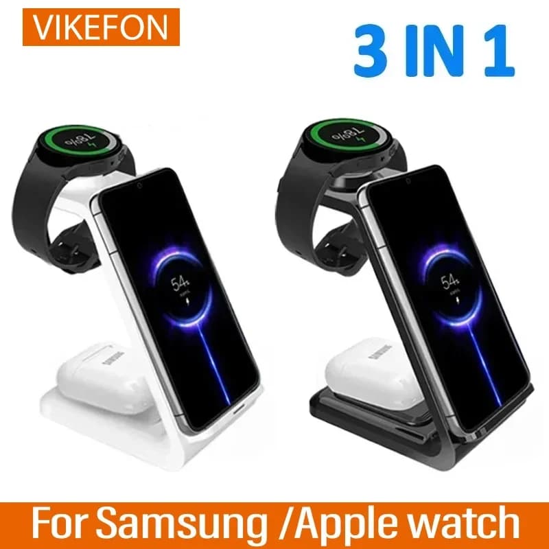 VIKEFON 30W 3 in 1 wireless charger support for Samsung S23 S22 Galaxy Watch 7 8 9 Airpods Pro fast charging station