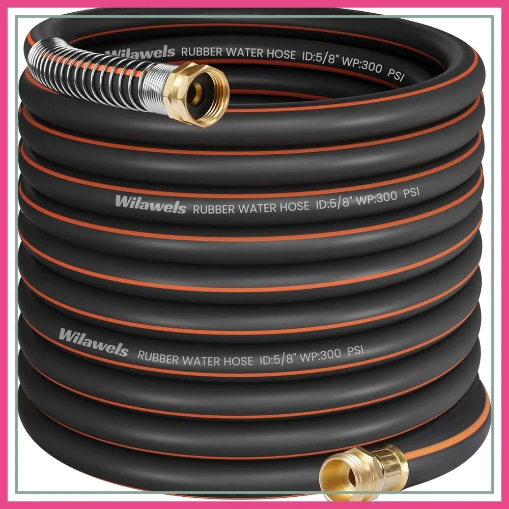Tubo da Giardino in Gomma Rinforzata 30m x 16mm, Pressione di Lavoro 300 PSI, Pressione di Rottura 1000 PSI, Maniglia Girevole, Treccia a 5 Strati, Per Tutte le Condizioni Atmosferiche
