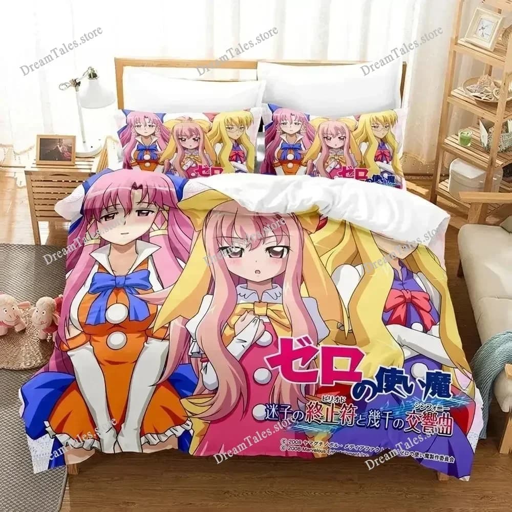 Set di Biancheria da Letto Anime Zero No Tsukaima Stampato in 3D, Misure Singolo, Matrimoniale, Queen, King per Adulti e Bambini, Set Copripiumino per Camera da Letto, Tessili per la Casa
