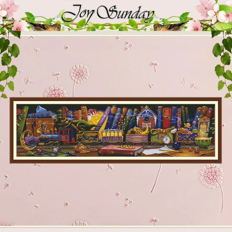 Dream Train Cartoon Patterns Counted Cross Stitch Set DIY 11CT 14CT 16CT Stamped DMC Cross-stitch Kit Embroidery Needlework
