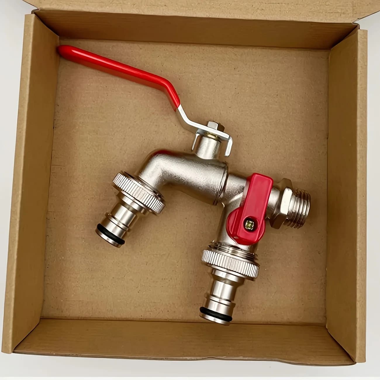 Rubinetto per tubo dell'acqua da giardino a doppia presa da 1 pezzo, rubinetto esterno multicomponente filettato universale, compatibile con irrigatori e acqua