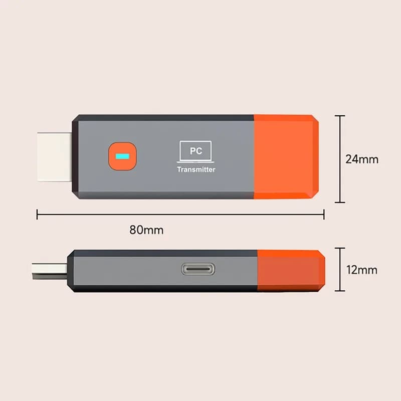 50M Wireless Transmitter Receiver 1080P 60Hz HD Video Transmission Screen Mirroring Wireless Screen Projector for PC/Laptop