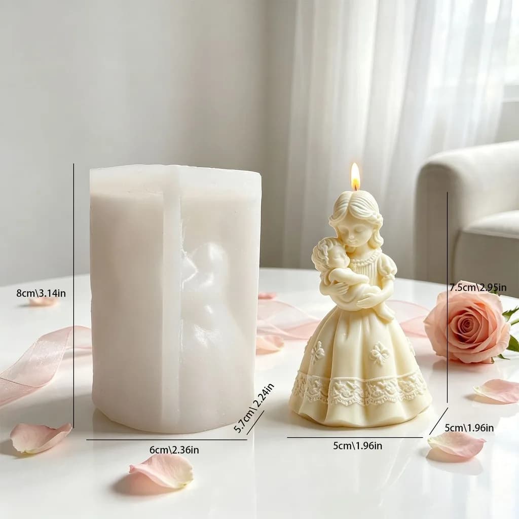 Stampo in Silicone a Tema Madre che Tiene il Bambino, Stampo 3D per Candele Aromaterapiche, Ornamenti in Gesso, Sapone Fatto a Mano, Artigianato Fai-da-Te
