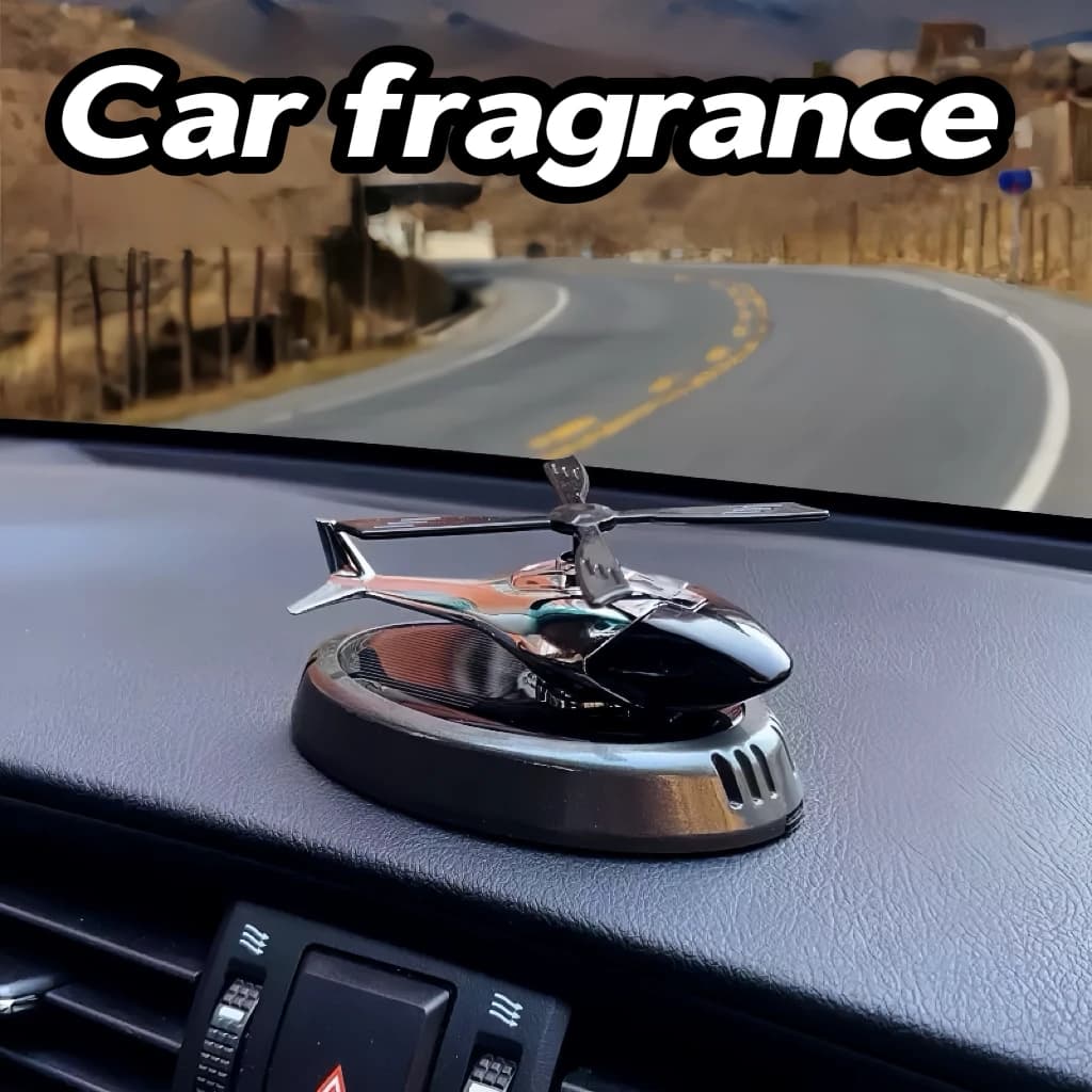 Model of helicopter with solar decoration for cars, rotating plane with aromatic deodorant Home Office
