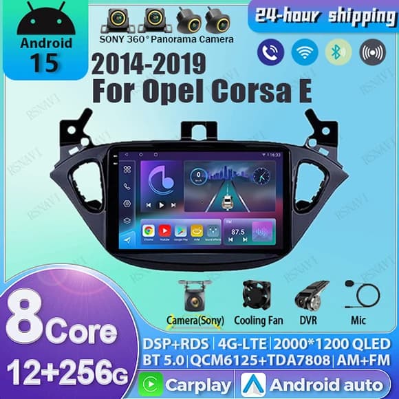Android 15 Per Opel Corsa E 2014 - 2019 Adam 2013-2016 2K QLED Stereo Auto Multimedia Radio Lettore Video GPS AI Voce CarPlay 4G
