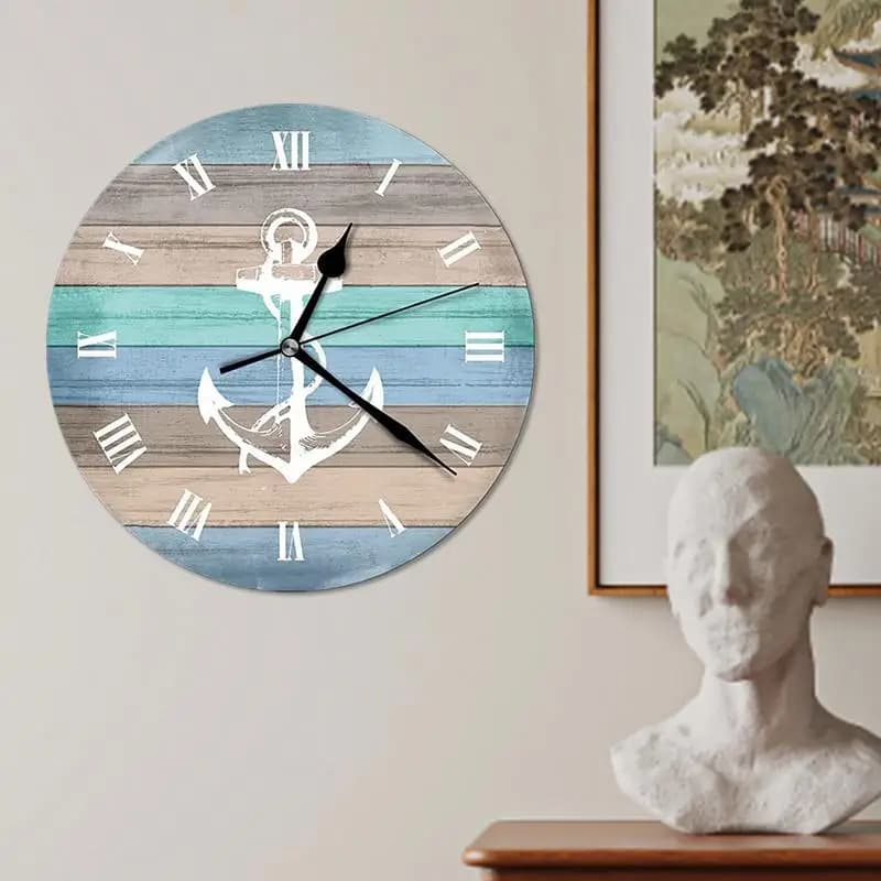 Blue wall clock elegant and silent beach 1 piece for kitchen battery not included Accessories for home decorating parts