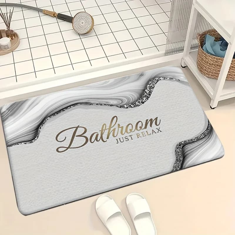VIKAMA Luxury marble effect bathroom mat, soft and comfortable, entrance carpet, home decoration