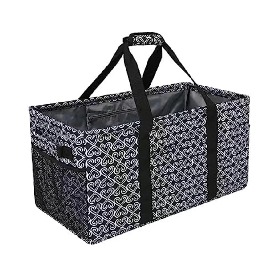 Extra Large Utility Tote Bag, Reusable Grocery Bags Foldable, Upgraded Metal Frame, With Sturdy Handles Reinforced Bottom Heavy