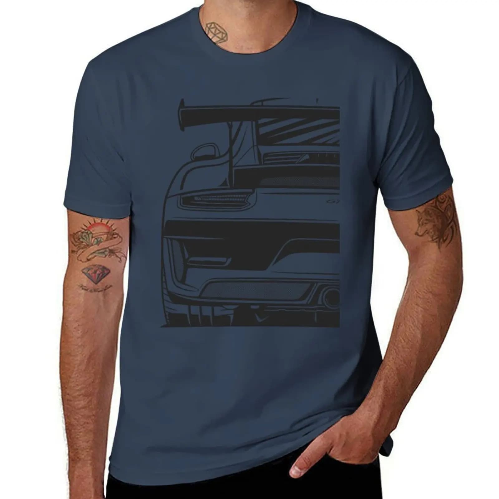T-shirt GT3 RS 991.2 Fragment Rear, maglietta a maniche corte per outfit quotidiano basic