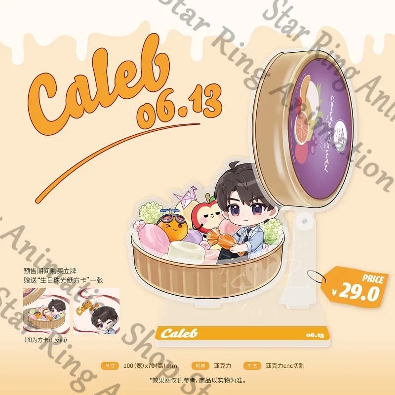 Love and Deepspace Caleb Anime Acrilico Segno in piedi Coperchio Caramelle Tabellone indicatore Carta patinata Cospaly Cartone animato Regalo Decora