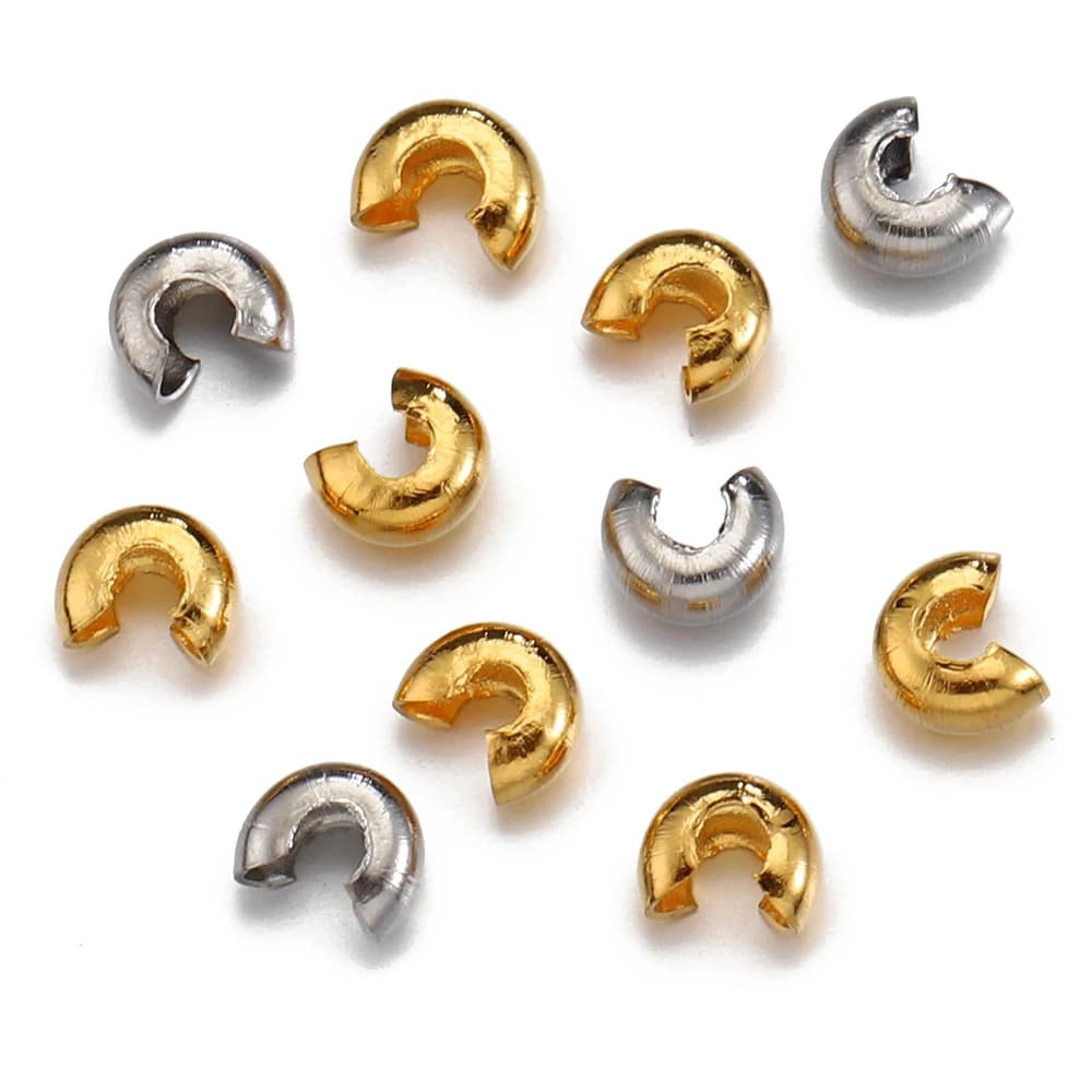 100 pz/20 pz Colore Oro In Acciaio Inox Aperto Crimp End Perline Coperture Tappo Perline Del Distanziatore per Gioielli FAI DA TE Che Fanno All'ingrosso