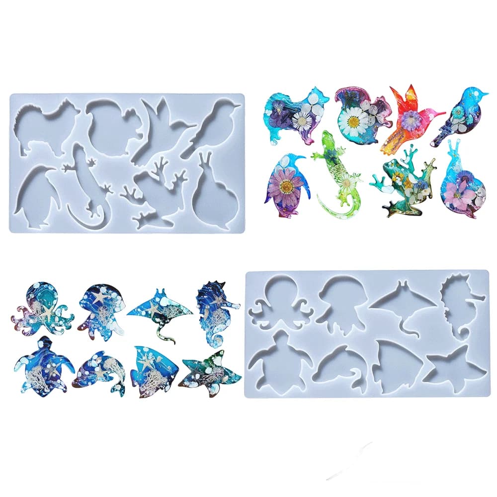 Ciondoli a forma di animale Stampo in silicone Stampo per colata in resina epossidica per gioielli fai da te Portachiavi con ciondolo Accessori per forniture artigianali