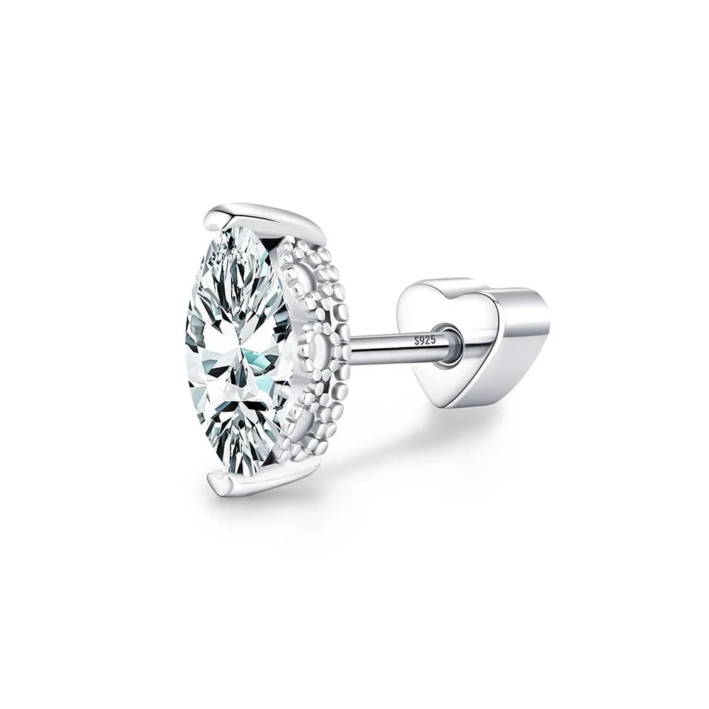 Apexelle Brand Fashion Jewelry 925 Sterling Silver Stud Earrings Marquise Cut Moissanite Earring Ear Bone Nail Fine Jewelry
