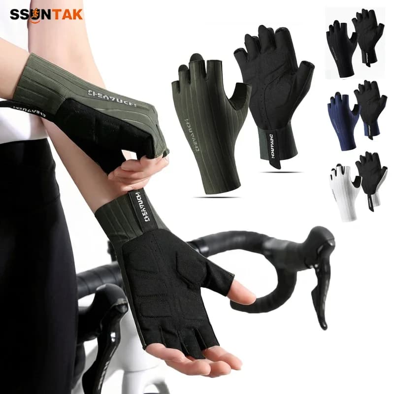 Summer Cycling Gloves Half fingers Unisex Breathable Anti-slip with Palm Padded Anti-shocket for Running Bike