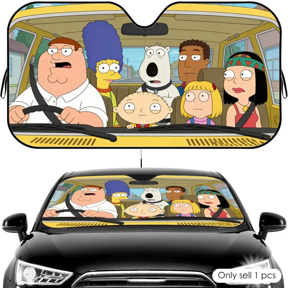 Parasole per auto Anime F-Family Guy in lamina di alluminio riutilizzabile, protezione UV, copertura isolante dal calore
