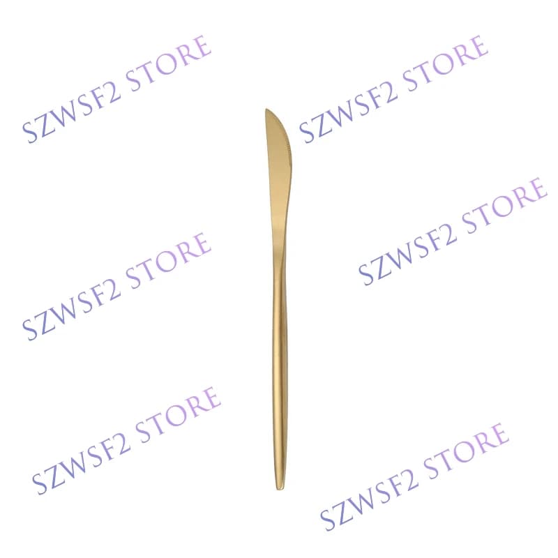 Set di Coltelli da Tavola in Acciaio Inox Dorato, Utensili da Cucina Multifunzionali, Coltello da Cena Satinato per Hotel e Casa E2