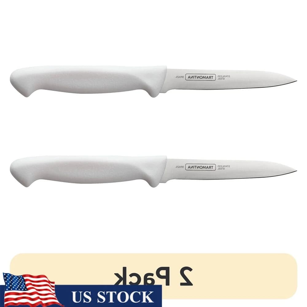 Coltello da cucina da 2 pezzi da 4 pollici in acciaio inossidabile ad alto tenore di carbonio con bordo fine, manico antiscivolo, lavabile in lavastoviglie, certificato NSF