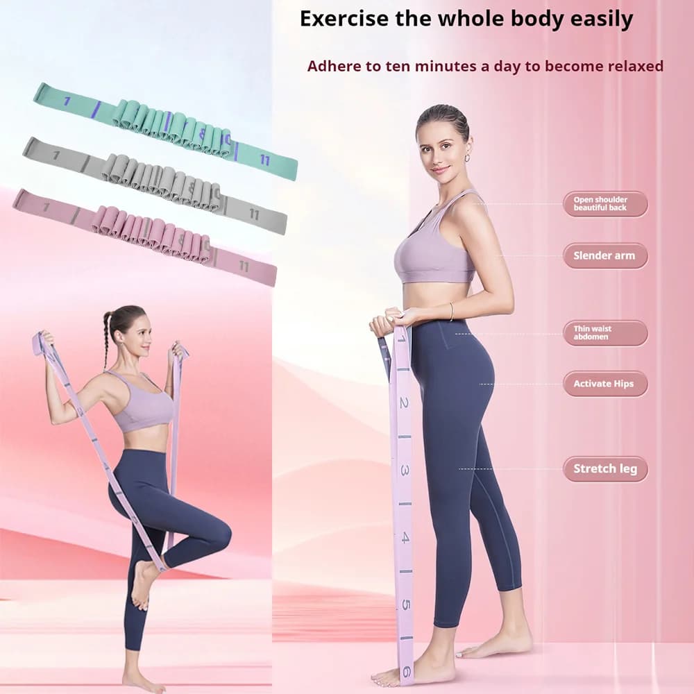 Elastic Stretch Belt Women Dance Yoga Flexible Adjustable Training Stretch Bands Non Slip Resistance Fitness Pull Straps