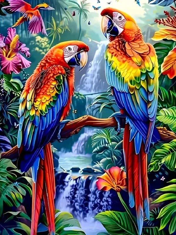 Diamond Painting New Parrot Animal Unique Gift Rhinestones Waterfall Bird Mosaic Kits Home Bedroom Wall Artwork