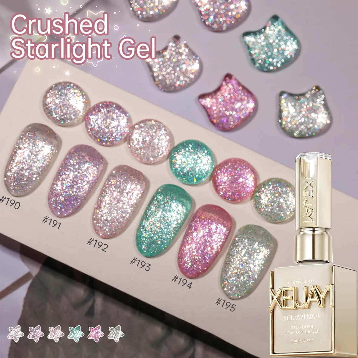 XEIJAYI Set da 6 pezzi Set di smalti per unghie gel da 15 ml, gel per unghie Soaking UV LED, semipermanente, gel per nail art di qualità salone fai da te per la primavera