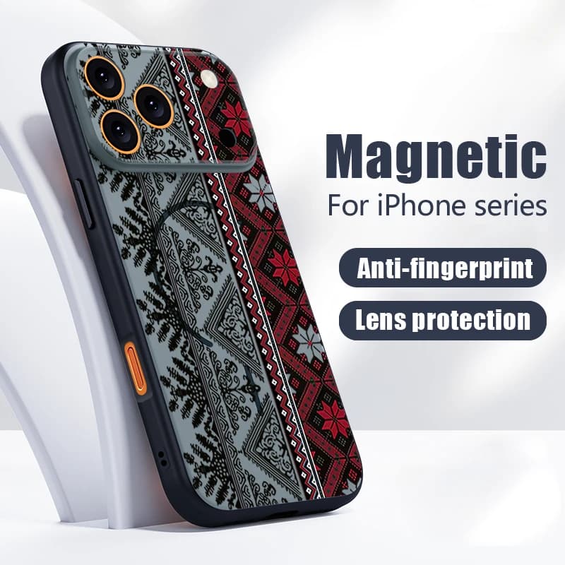Custodia Vintage Stile Europeo per iPhone 17 Pro Max Magnetica Compatibile con MagSafe, Sensazione Pelle, per iPhone 16 15 14 13 Pro Max