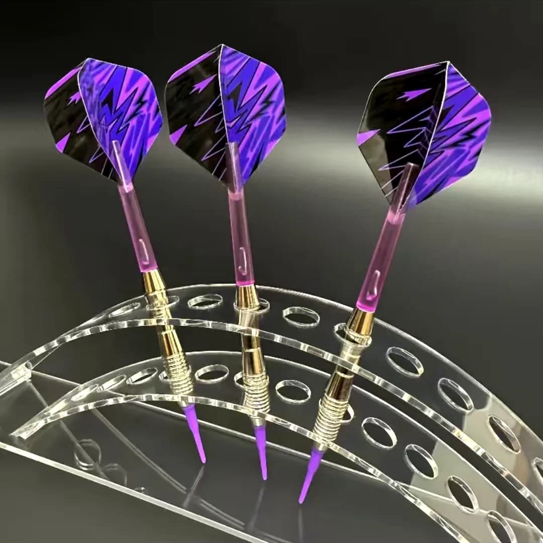 Set di 3 freccette viola con punta morbida, freccette professionali con punte in plastica e alette in PET per bersaglio elettronico, per principianti