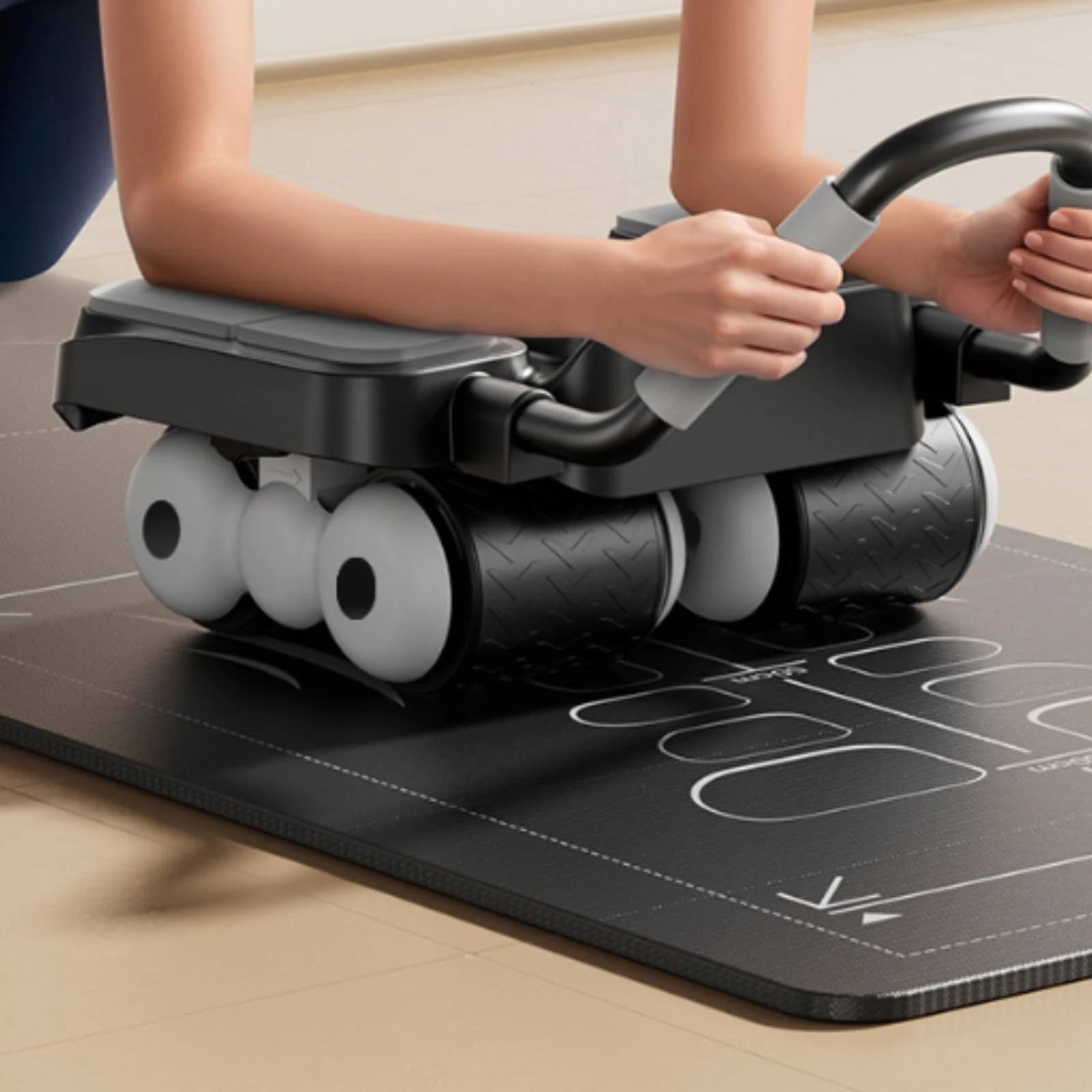 Four-Wheel Abdominal Roller Easy to Use Ab Roller with LCD Display Automatic Rebound Ab Wheel Space-Saving for Home Gym