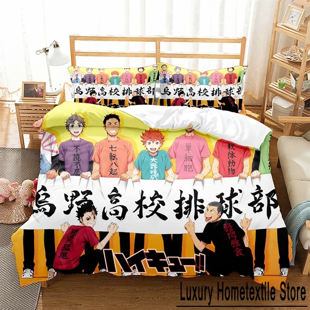 Anime Haikyuu Pallavolo Set biancheria da letto Ragazzi Ragazze Twin Queen Size Copripiumino Federa Letto Bambini Moda per adulti Tessili per la casa