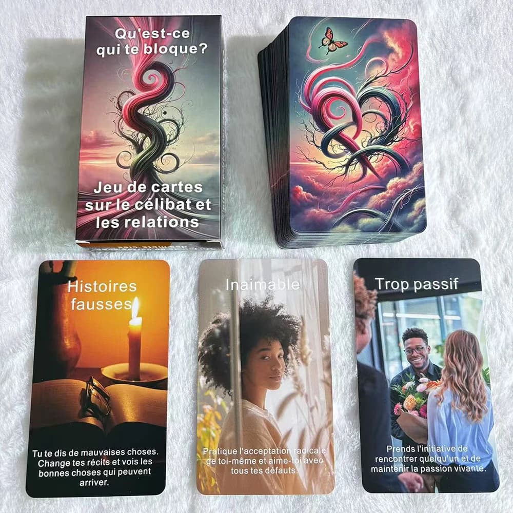 Carte Oracle dell'amore francese, mazzo Oracle per solette e relazioni, scoperte barriere emozionali, tarocchi a doppia fiamma, amore della chiarezza