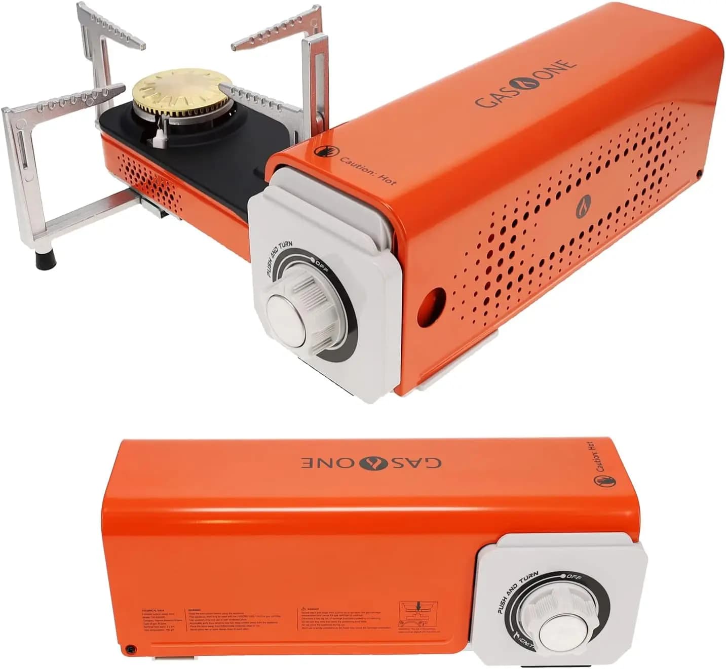 Compact and Folding Portable Camping Stove in Butano with Open Custody