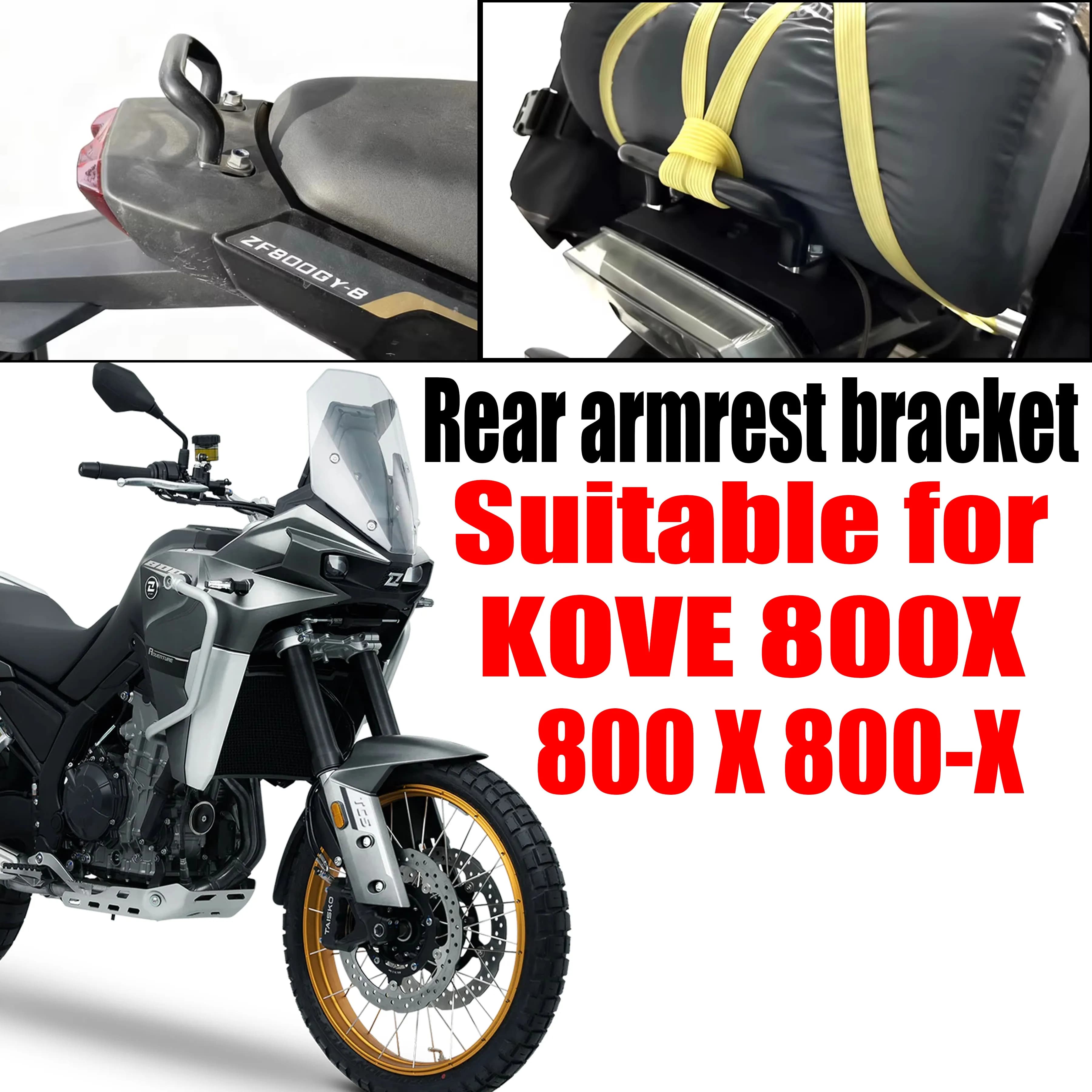 Accessori nuovi di zecca per moto KOVE 800X 800-X: staffa per portapacchi posteriore, maniglia posteriore e portapacchi.