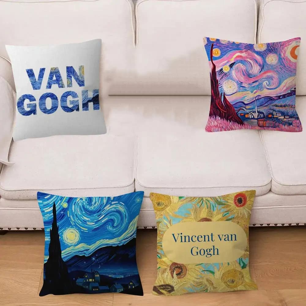 Art van Painting Gogh Copricuscino personalizzato per camera da letto, decorazione per feste per bambini, regalo di compleanno per bambini