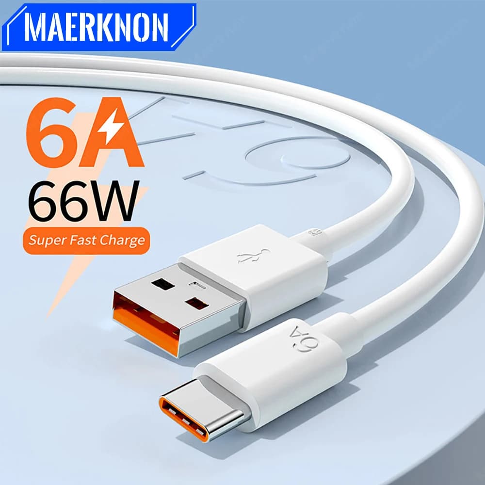 Cavo USB Type C 6A 66W per ricarica super rapida, cavo dati per Huawei Mate 40 50 Xiaomi 14 Samsung, cavo di ricarica rapida PD.