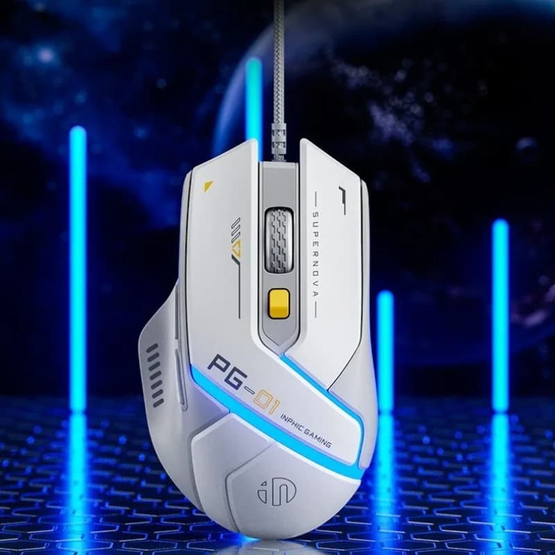 Inphic Pg1 Wired Mouse Gaming Mouse RGB Light Emitting Macro Programming 12800DPI 6 Keys Computer Mouse For Office Home