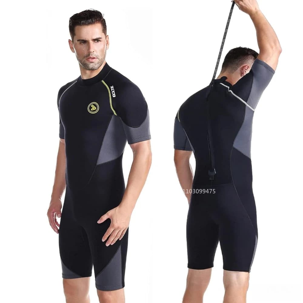 ZCCO 1.5mm Men's Short Mute in Neoprene Premium with Short Sleeve Zipper for Underwater Fishing, Snorkeling and Diving