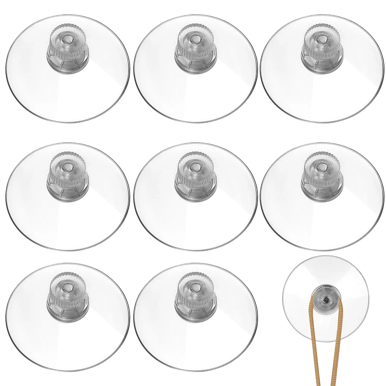 Set di 8 Ventose in Plastica Trasparente, Ganci a Ventosa Resistenti per Bagno, Finestre, Pareti, Doccia, Appendiabiti Multiuso Trasparenti