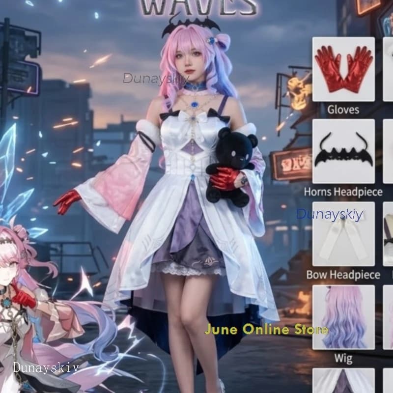 Wuthering Waves Denia Cosplay Set Completo di Costumi Anime per Uso Quotidiano e Performance, Outfit Autentico del Personaggio
