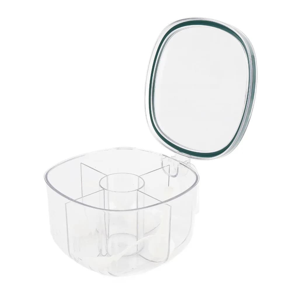 1pcs 4 Compartments Seasoning Storage Container Plastic Material Clear Transparent Spice Jar Set Condiment Organizer For Home