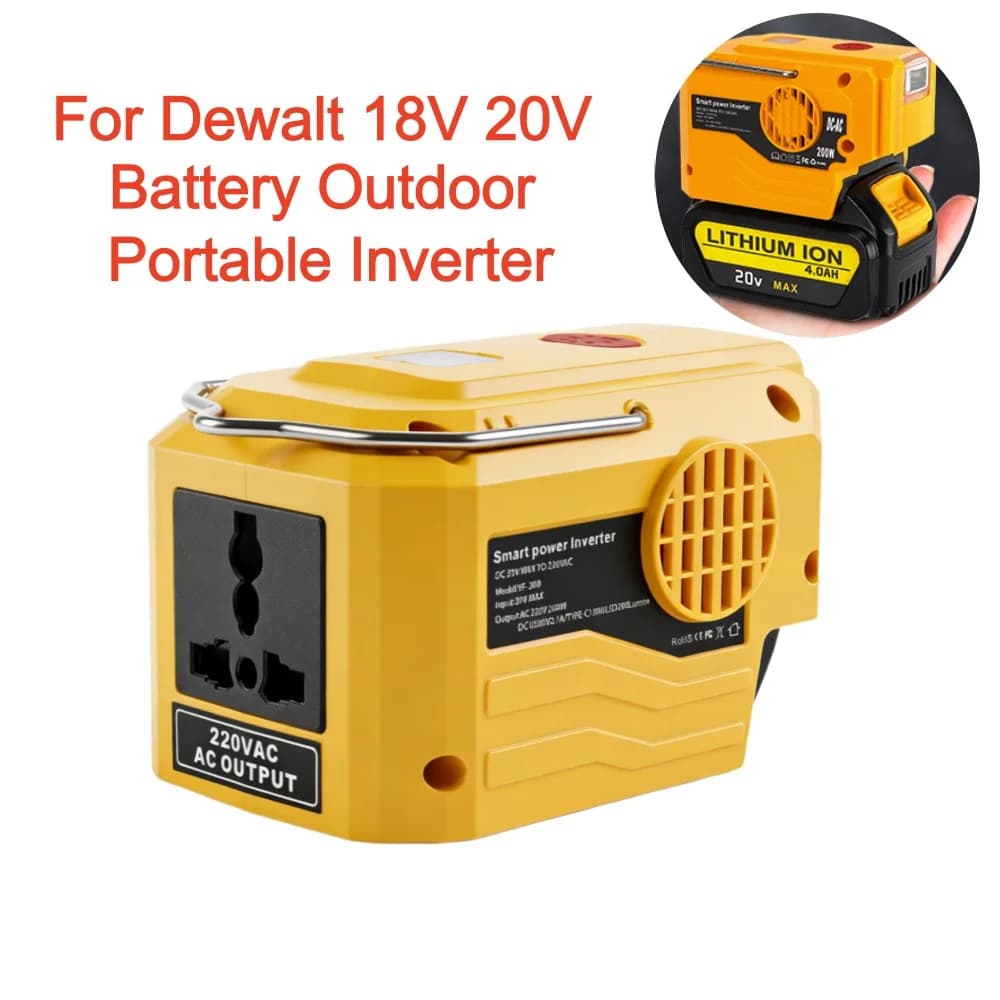 Inverter di Potenza AC 110~220V per Generatore, Adattatore per Campeggio Esterno con LED, Strumento di Alimentazione per Batterie Li-ion Dewalt 18V 21V