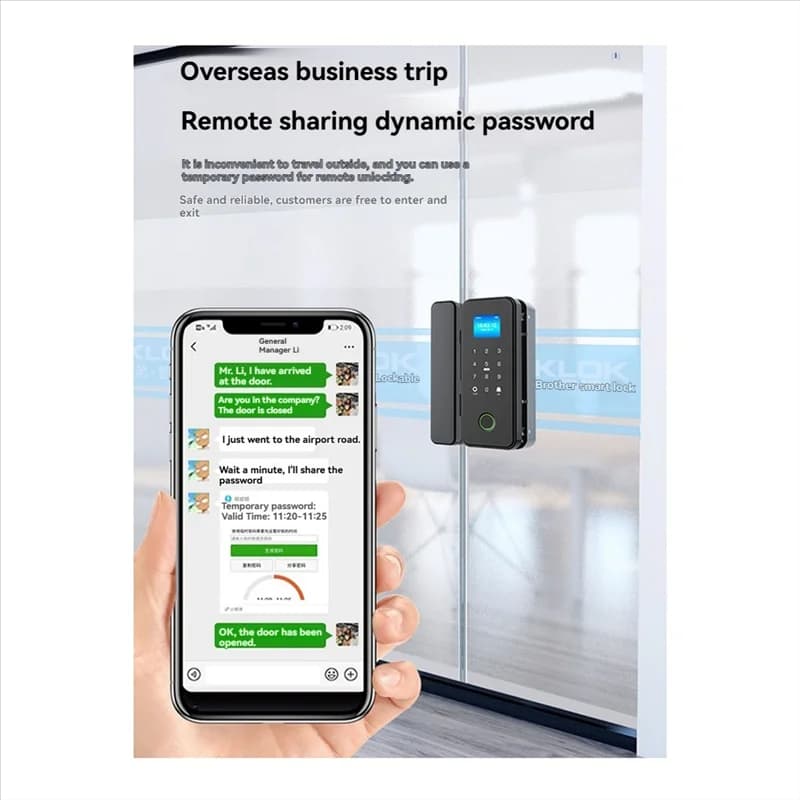 B27B Tuya Smart-Lock per porta in vetro Porta in legno Bluetooth Tuya Serratura biometrica per impronte digitali Serratura digitale per porta elettronica