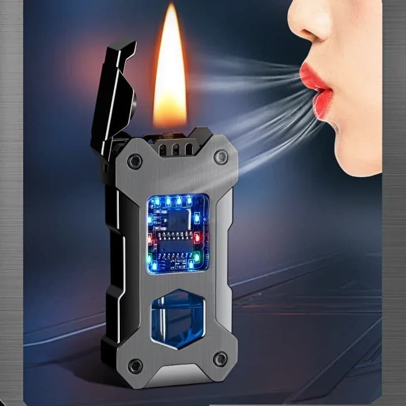 2025 Mecha Accendino intelligente a induzione ad attivazione vocale Accendino elettrico a doppio uso e olio Regalo di fascia alta Cherosene Type-C ricarica rapida